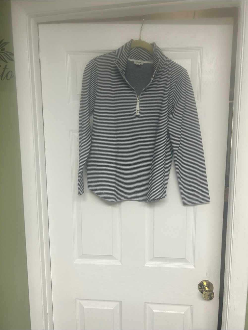 J. Crew Navy and White Striped Half-Zip Pullover